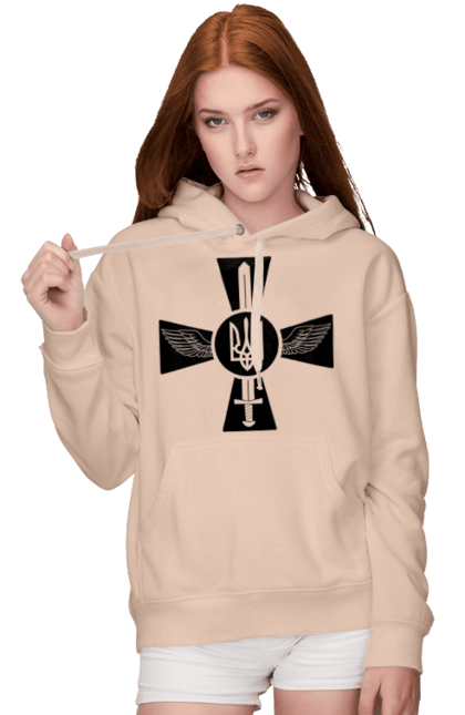 Women`s hoodie with prints Ukraine coat of arms. Coat of arms, sword, ukraine, wings. 2070702