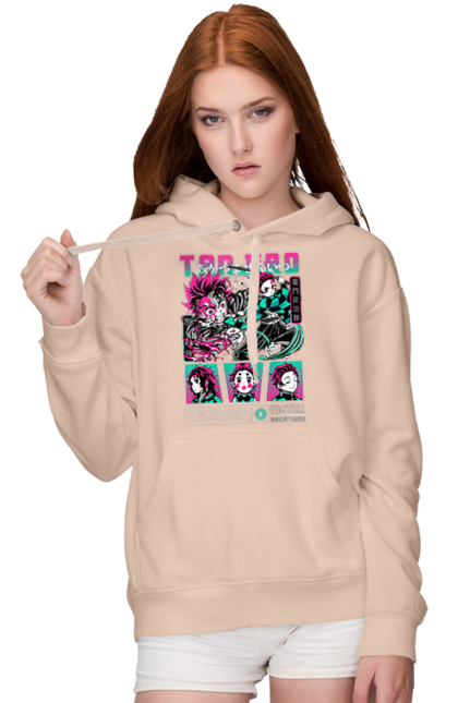 Women's hoodie with prints Demon Slayer Tanjiro. Anime, demon slayer, kamado tanjiro, manga, tanjiro. 2070702