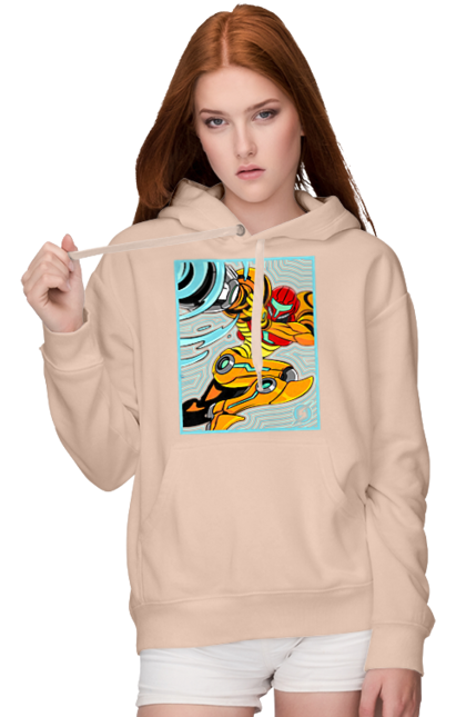 Women's hoodie with prints Metroid Samus Aran. Game, head hunter, heroine, metroid, power suit, samus aran, video game. 2070702