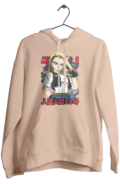 Women's hoodie with prints Android 18. Android 18, anime, cyborg, dragon ball, killer, manga, tv series. 2070702