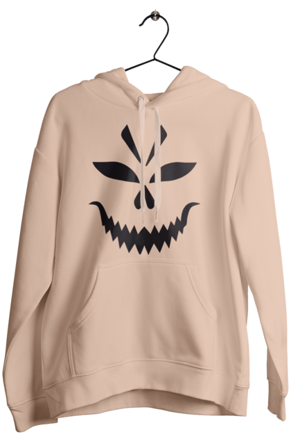 Women's hoodie with prints Halloween pumpkin face. Costume, halloween, holiday, october, october 31, pumpkin, scary, sweets, trick or treat. 2070702