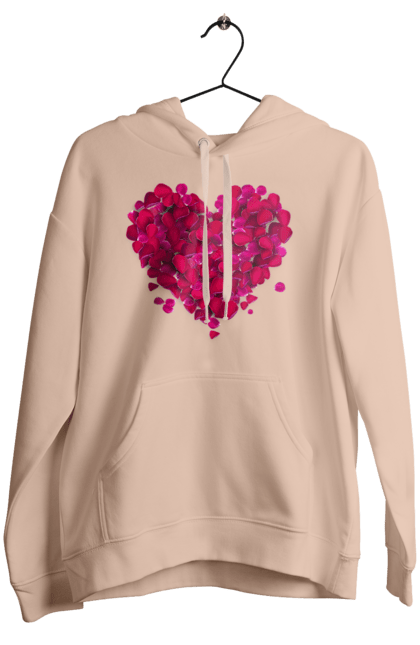 Women`s hoodie with prints Heart From Rose Petals. Petals, rose flower. 2070702