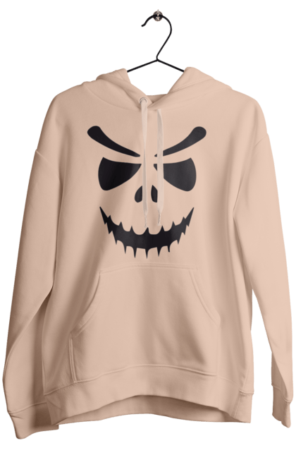 Women's hoodie with prints Halloween pumpkin face. Costume, halloween, holiday, october, october 31, pumpkin, scary, sweets, trick or treat. 2070702