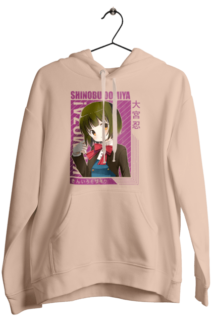 Women's hoodie with prints Kiniro Mosaic Shinobu Omiya. Anime, gold mosaic, kiniro mosaic, kinmoza, manga, shinobu, shinobu omiya. 2070702