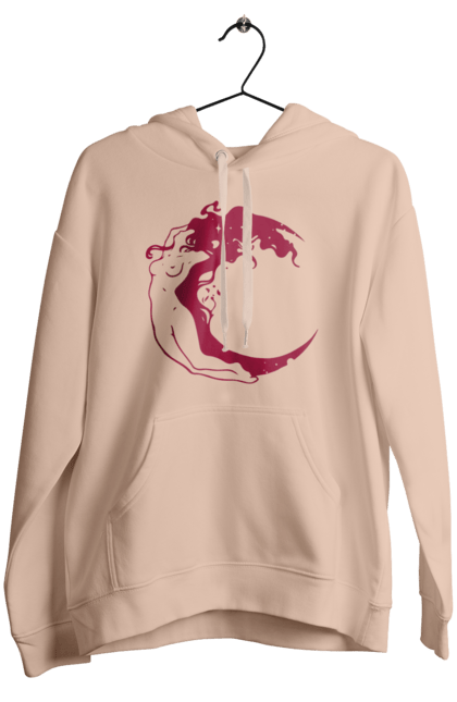 Women`s hoodie with prints Moon girl. Cosmic, girl, moon, space, stars. 2070702