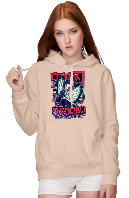 Women's hoodie with prints Demon Slayer Shinobu. Anime, demon slayer, kimetsu no yaiba, manga, serial, shinobu. 2070702