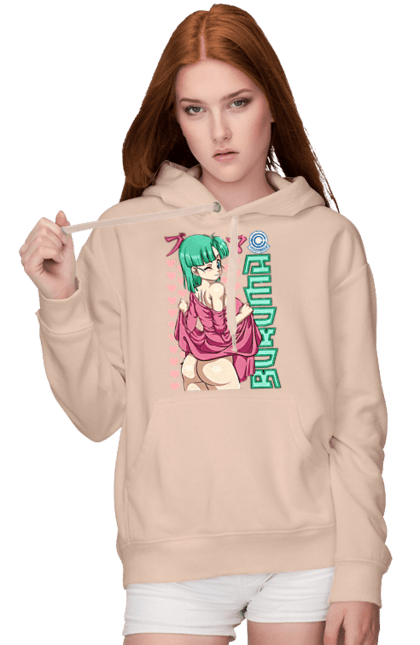 Women's hoodie with prints Dragon Ball Bulma. Anime, bulma, dragon ball, goku, manga, tv series, vegeta. 2070702