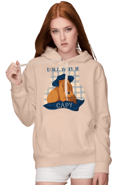 Women's hoodie with prints Capybara. Animal, capybara, rodent. 2070702