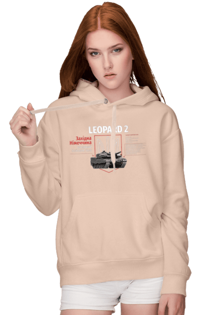 Women`s hoodie with prints Leopard 2. Industrious, leopard 2, tank, weapon. 2070702