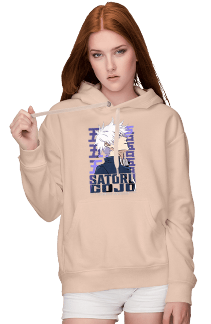 Women's hoodie with prints Jujutsu Kaisen Gojo. Anime, dark fantasy, gojo, jujutsu kaisen, magic battle, manga, mystic. 2070702