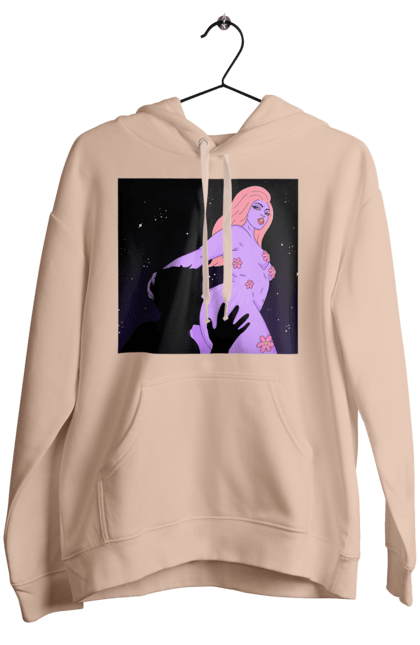 Женское худи с принтом Фиолетовая Девушка. Девушка, тело. 2070702