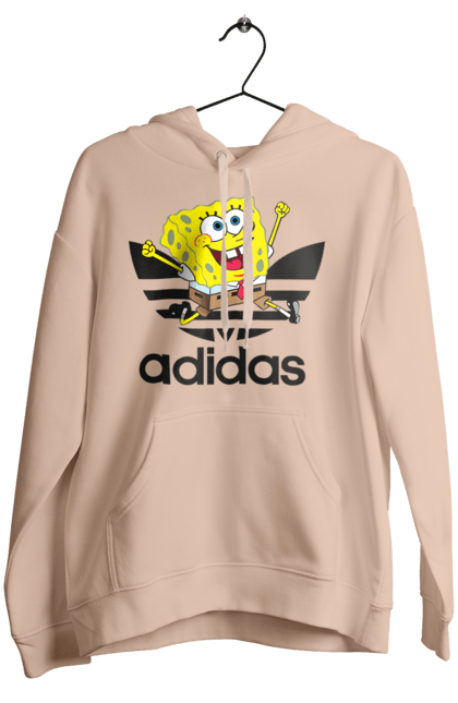 Женское худи с принтом Adidas Губка Боб. Adidas, spongebob, адидас, баскетбол, губка боб, мультик, мультсериал, мяч, спанч боб, спорт. 2070702