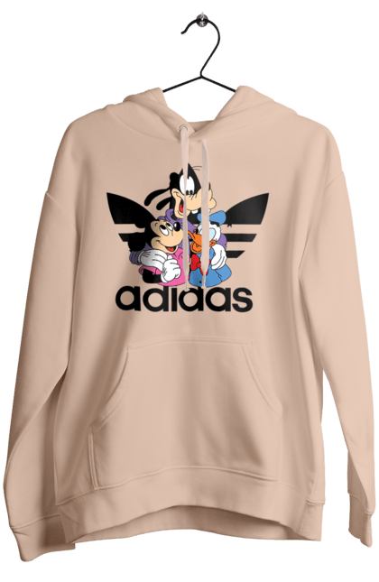 Женское худи с принтом Adidas Микки Маус. Adidas, mickey mouse, адидас, дисней, микки, микки маус, мультфильм. 2070702