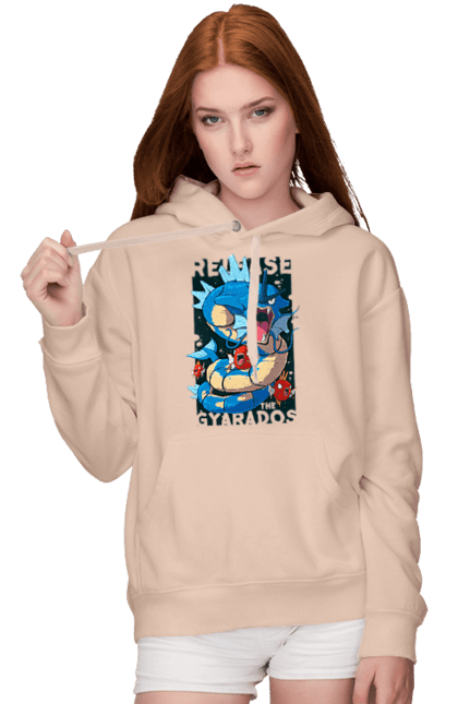 Women's hoodie with prints Pokemon Gyarados. Anime, games, gyarados, nintendo, pokemon, pokemon go. 2070702