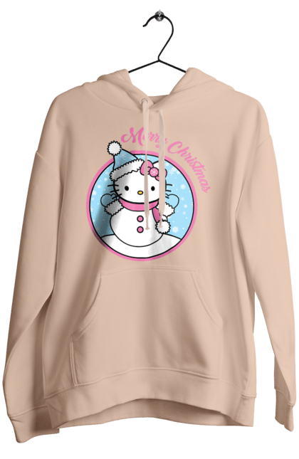 Women`s hoodie with prints Hello Kitty Merry Christmas!. Brand, cat, character, christmas, hello kitty, kitten, merry christmas, santa claus. 2070702