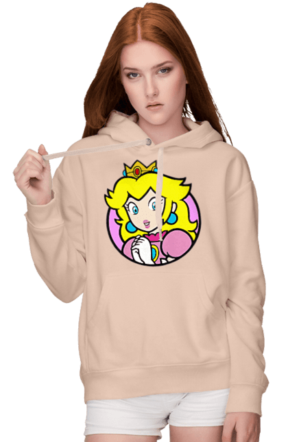 Women's hoodie with prints Mario Bros. Princess Peach. Character, game, mario, mario bros, nintendo, princess peach, super mario bros. 2070702