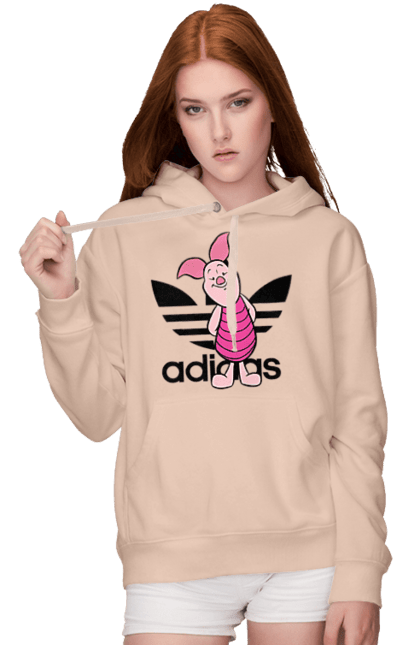 Жіноче худі з принтом "Adidas П'ятачок". Adidas, piglet, адідас, вінні пух, мультфільм, п ятачок, п`ятачок, пятачок. 2070702