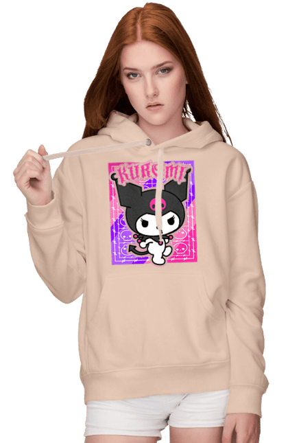 Women's hoodie with prints Hello Kitty Kuromi. Anime, character, hello kitty, kuromi, my melody, sanrio. 2070702