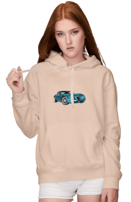 Women`s hoodie with prints Auto.7. Auto, blue, graphics, photo, retro car. 2070702
