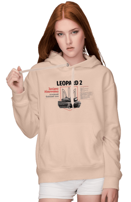 Women`s hoodie with prints Leopard 2. Industrious, leopard 2, tank, weapon. 2070702