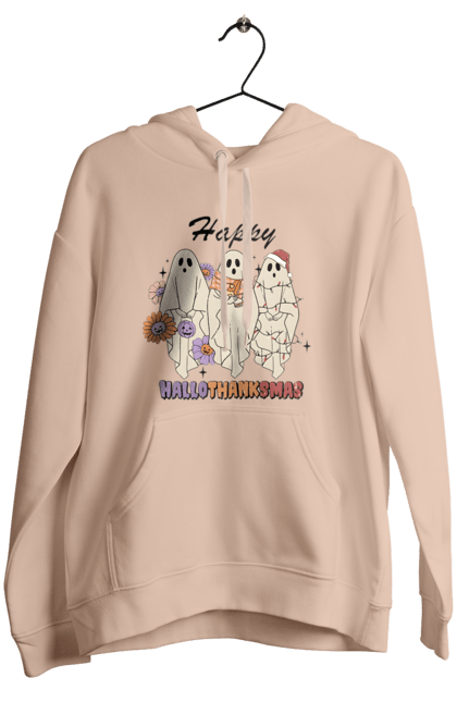 Women's hoodie with prints Halloween Ghost. Costume, ghost, halloween, holiday, october, october 31, scary, sweets, trick or treat. 2070702