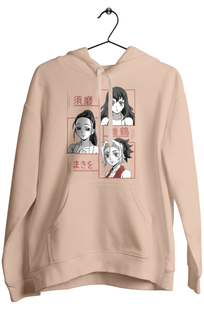 Women's hoodie with prints Demon Slayer Hinatsuru, Makio and Suma. Demon slayer, hinatsuru, makio, suma, tengen. 2070702