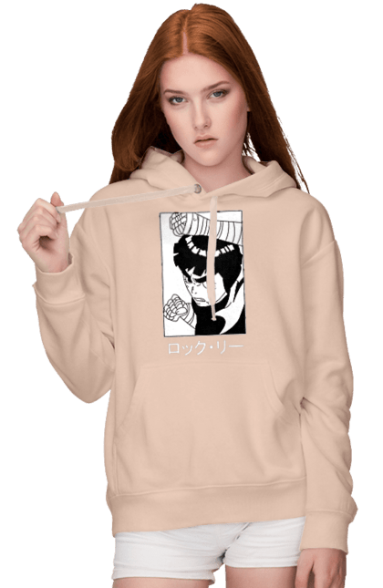 Women's hoodie with prints Naruto Rock Lee. Anime, manga, naruto, rock lee, shinobi, team guy. 2070702