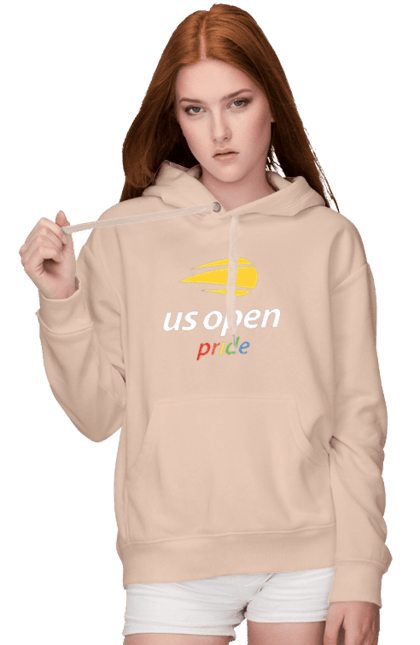 Women`s hoodie with prints US Open pride tennis tournament. American championship, ball, hard, new york, open championship, players, prize fund, racket, sponsor, tennis. 2070702