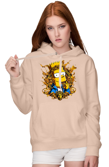 Women's hoodie with prints Bart Simpson Versace. Bart, cartoon, serial, simpson, versace. 2070702