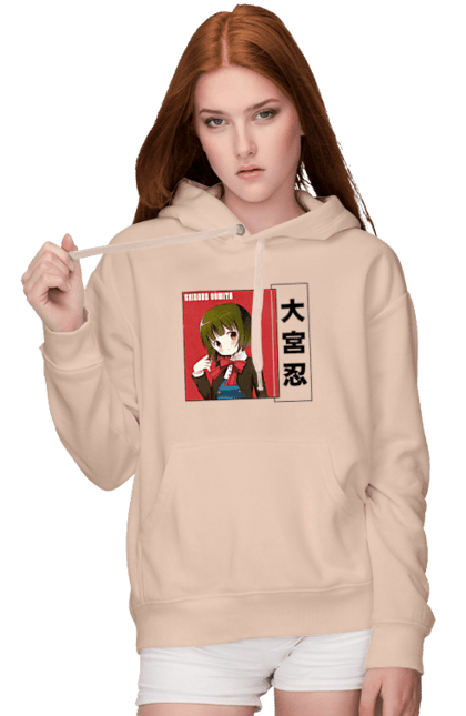 Women's hoodie with prints Kiniro Mosaic Shinobu Omiya. Anime, gold mosaic, kiniro mosaic, kinmoza, manga, shinobu, shinobu omiya. 2070702