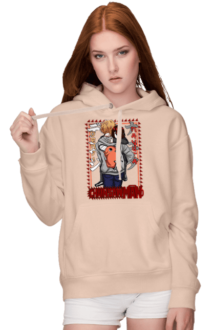 Women's hoodie with prints Chainsaw Man Denji and Nayuta. Anime, chainsaw man, demon, denji, manga, nayuta, shonen. 2070702