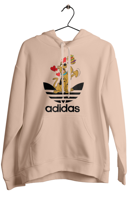 Женское худи с принтом Adidas Скуби Ду. Adidas, scooby-doo, адидас, мультсериал, сериал, скуби-ду, собака. 2070702