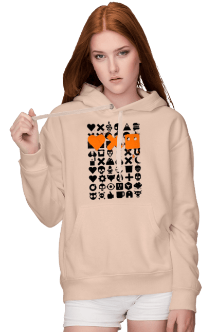 Women`s hoodie with prints Robotization. Code, life of robots, love cars, love robots, machine code, robot, robotic love, work and love, work in life. 2070702
