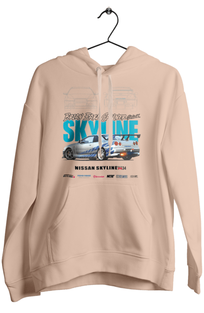 Women's hoodie with prints Nissan Skyline. Auto, automobile, car, nissan skyline, skyline. 2070702