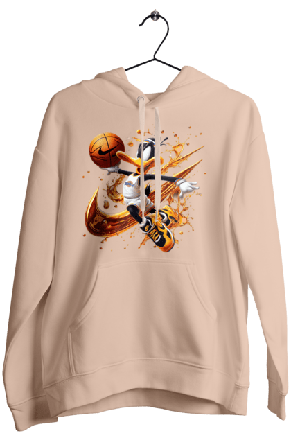 Women's hoodie with prints Daffy Duck Nike. Cartoon, character, daffy duck, duck, looney tunes, merrie melodies, nike, warner brothers. 2070702