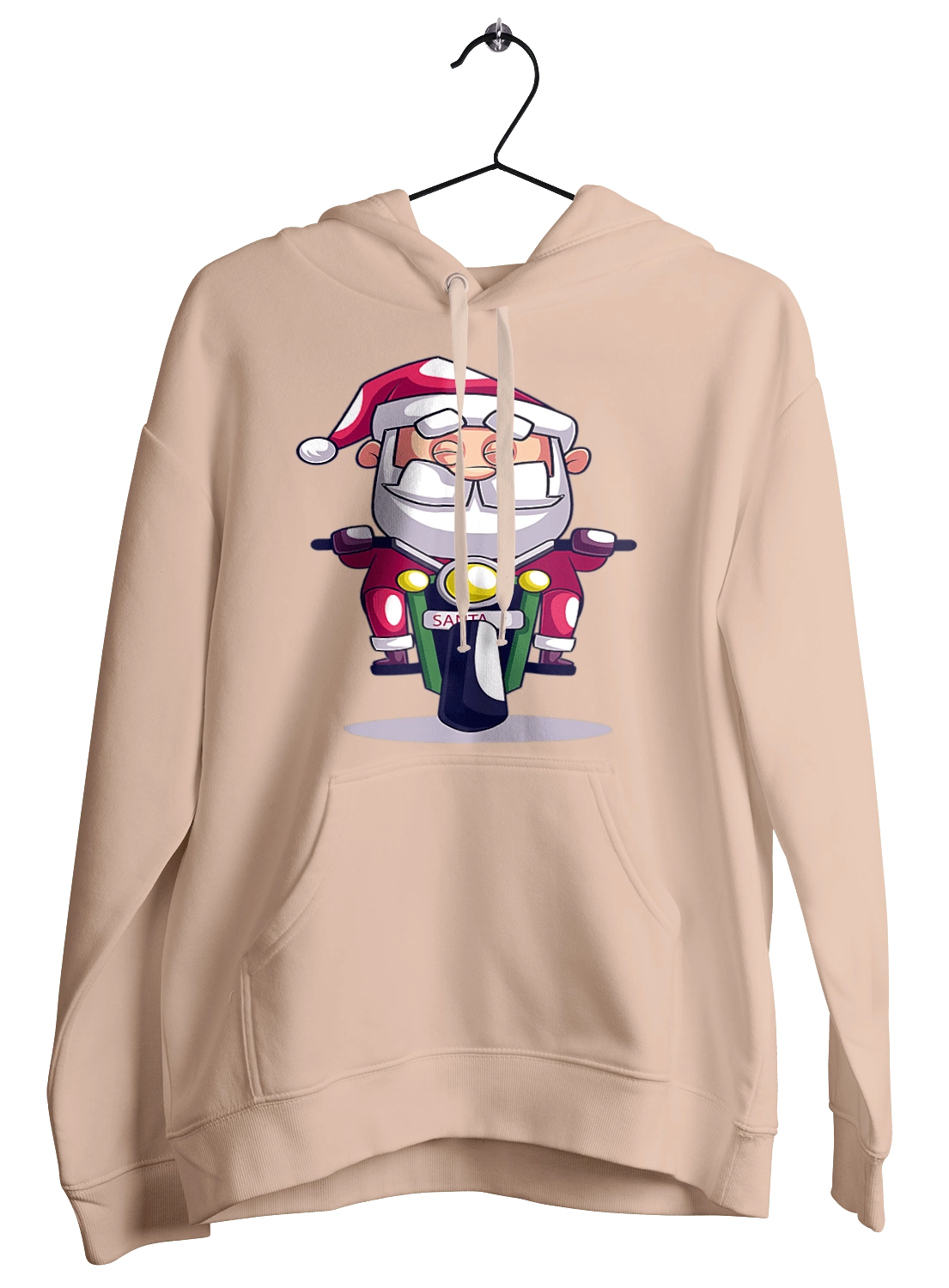 Счастливый санта на мотоцикле