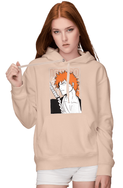 Women's hoodie with prints Bleach Ichigo Kurosaki. Anime, bleach, ichigo, ichigo kurosaki, manga. 2070702