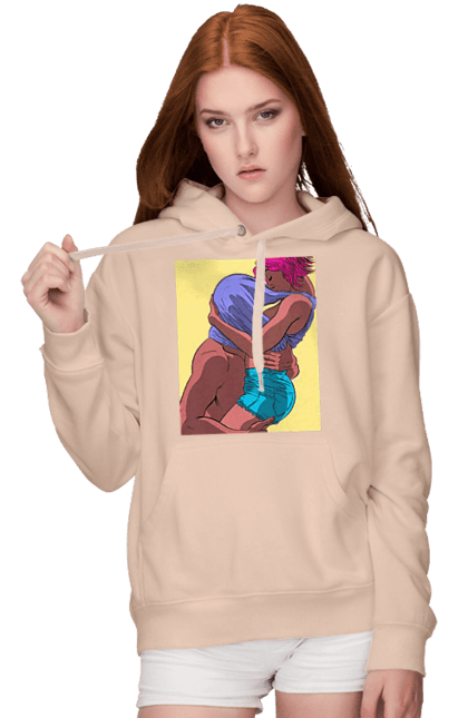 Women`s hoodie with prints Man Under The T-Shirt In Girls. Boobs, passion. 2070702