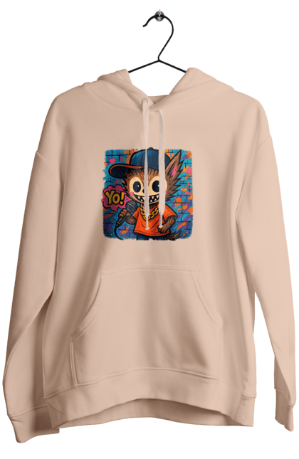 Women`s hoodie with prints Labubu. Baseball cap, bright, city style, goldenlantsyug, graphite, hiphop, labubu, microphone, repatmosphere, vulichne mystetstvo. 2070702