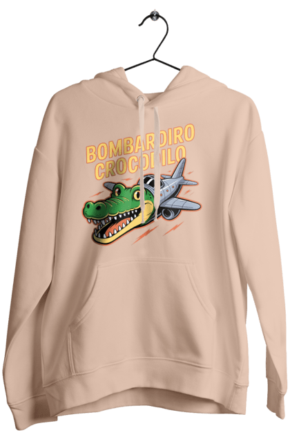 Жіноче худі з принтом "Bombardino Crocodilo". Bombardino, bombardino crocodilo, crocodilo, бомбардиро крокодило, бомбардіно крокоділо, крокодил, крокодил літак, крокодил мем, мем бомбардине крокодило, меми. 2070702