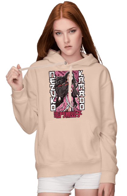 Women's hoodie with prints Demon Slayer Nezuko. Anime, demon slayer, kimetsu no yaiba, manga, nezuko, serial. 2070702