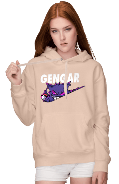 Women's hoodie with prints Pokemon Gengar. Anime, fushigibana, games, gengar, nintendo, pokemon, pokemon go. 2070702