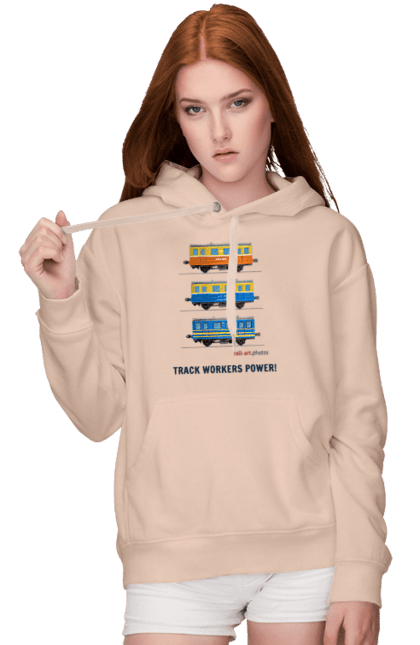 Women`s hoodie with prints Track Workers Power! Railcar AS1A. As1a, motorcar, rail, railcar, railway, track, track workers, ukrzaliznytsia. 2070702