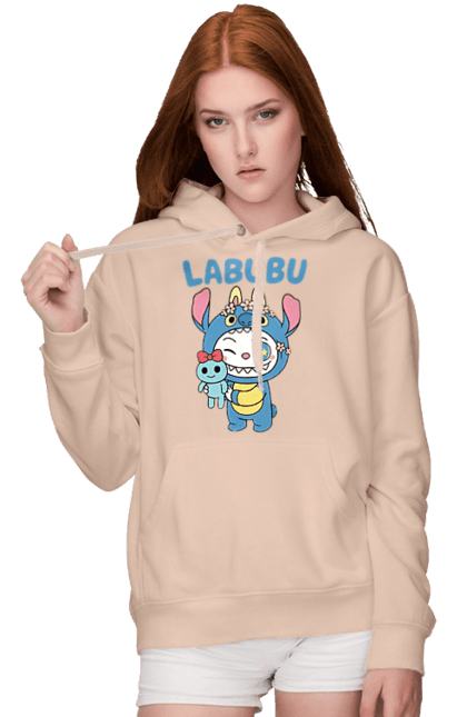 Women`s hoodie with prints Labubu. Blue lababu, darling, funny labubu, labubu, labubu coca cola, labubu toy, merch labubu. 2070702