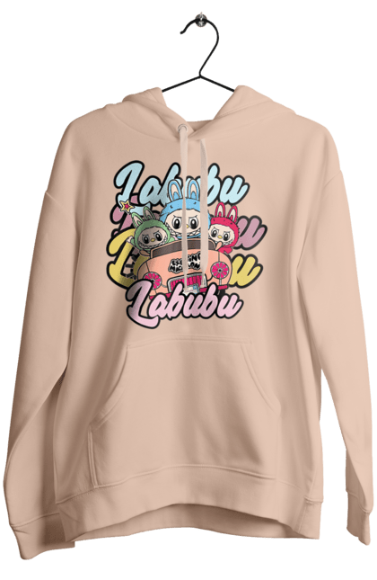 Жіноче худі з принтом "Лабубу". Іграшка лабубу, лабубу, лабубу кока кола, мерч лабубу, мила, рожева лабубу, смішна лабубу. 2070702