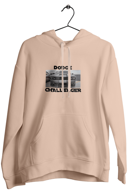 Women`s hoodie with prints Dodge challenger. An american legend, car, cult car, dodge challenger, oil car, powerful car. 2070702