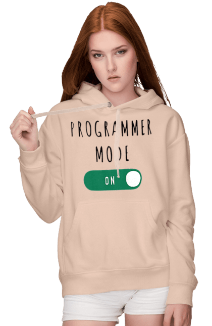 Жіноче худі з принтом "Режим програміста". Айті, айтішник, для айтішника, для програміста, подарунок айтішнику, подарунок програмісту, програміст, режим програміста, розробник. 2070702