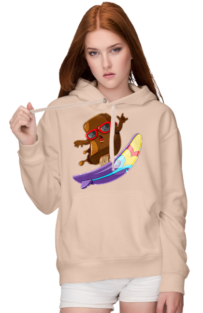 Women`s hoodie with prints Morozhenko On The Surf. Glasses, ice cream, summer, surfing. 2070702