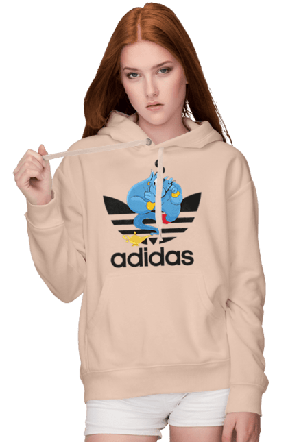 Жіноче худі з принтом "Adidas Джин". Adidas, aladdin, genie, адідас, аладдін, джин, джині, мультфільм, персонаж. 2070702