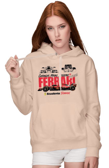 Women's hoodie with prints Scuderia Ferrari Formula 1. Auto, automobile, bolide, car, ferrari, formula 1, motorsport, race, scuderia ferrari. 2070702